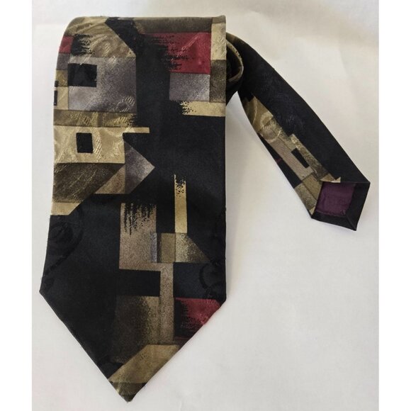 Pierre Balmain Vintage 100% Silk Jacquard Abstract Geometric Print Tie Long - Picture 2 of 7